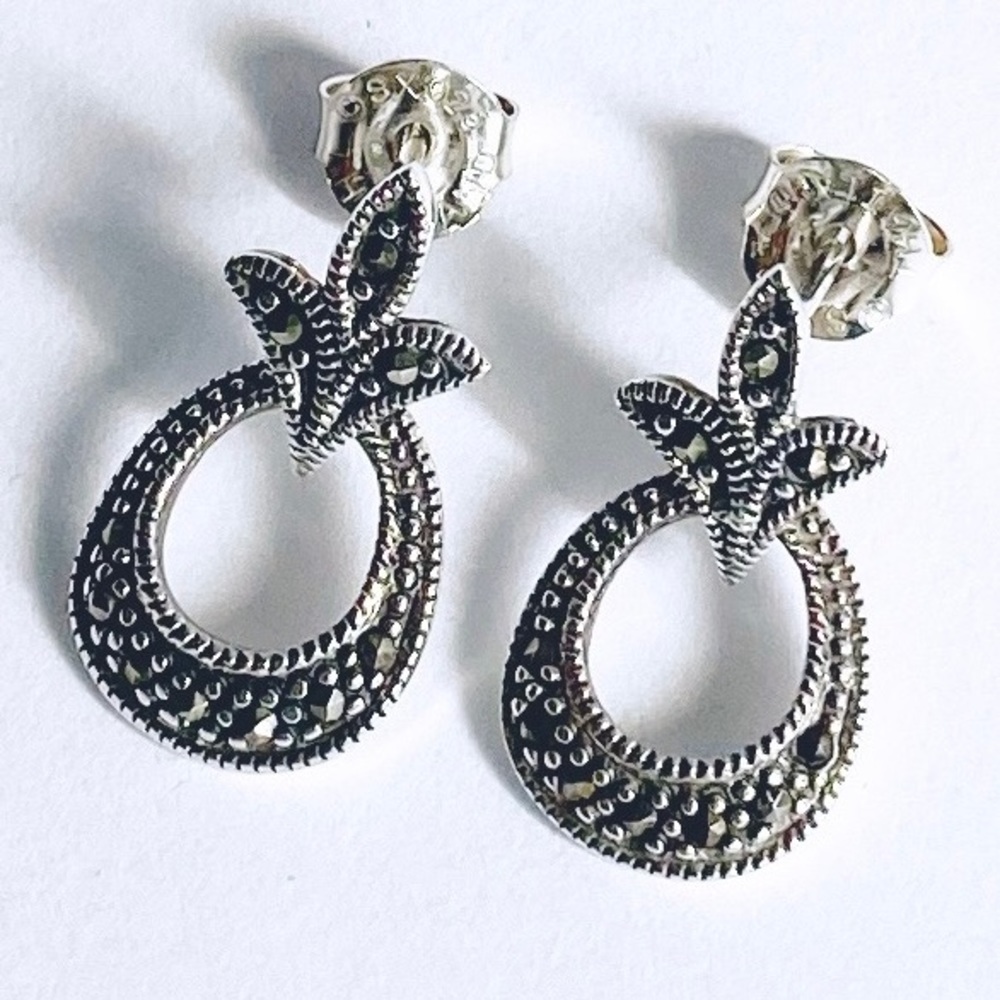 Marcasite Sterling Silver Drop Earrings